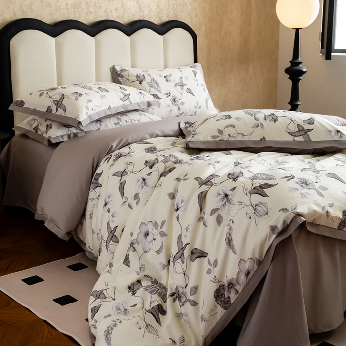 91家纺网 家纺一手货源 找家纺 金奇达2025新款【曼妙庄园】-轻氧水光天丝棉四件套（标准号全网控价（折后券后）不低于268） 秋梓