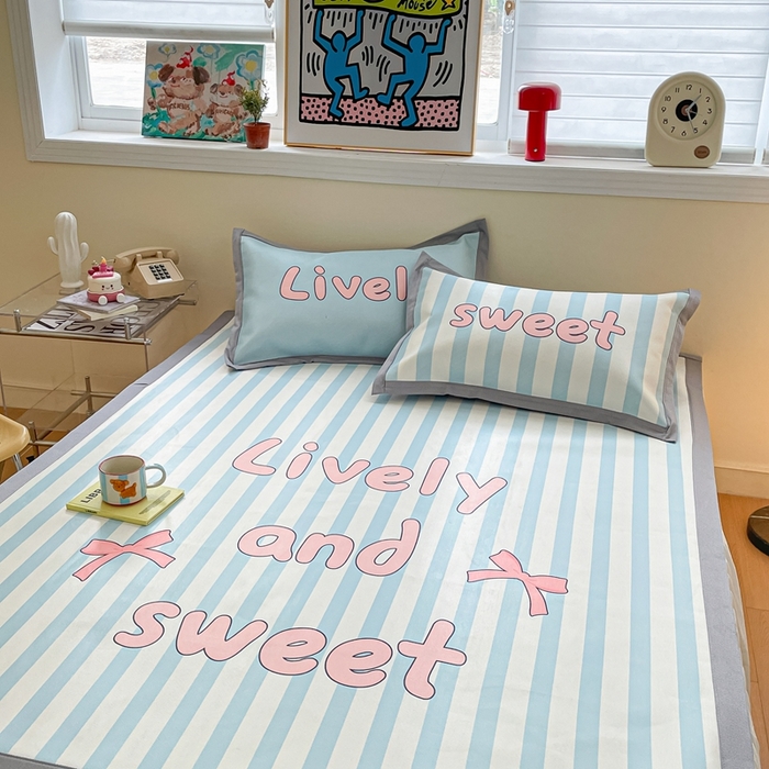 91家纺网 家纺一手货源 找家纺 川悦生活 2025新款大版凉感冰丝席三件套 半岛物语