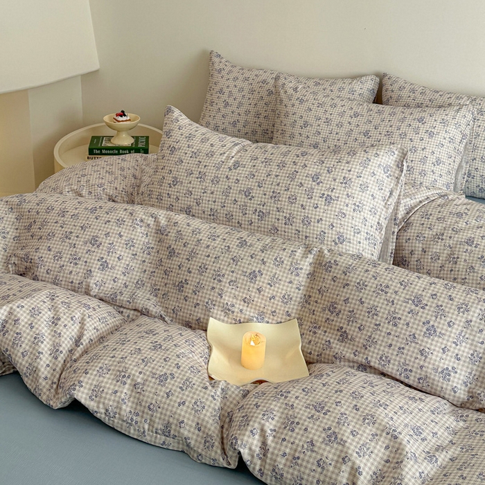 91家纺网 家纺一手货源 找家纺 塞纳 2026新款.全棉有氧双层纱四件套-场景二-倩影-兰