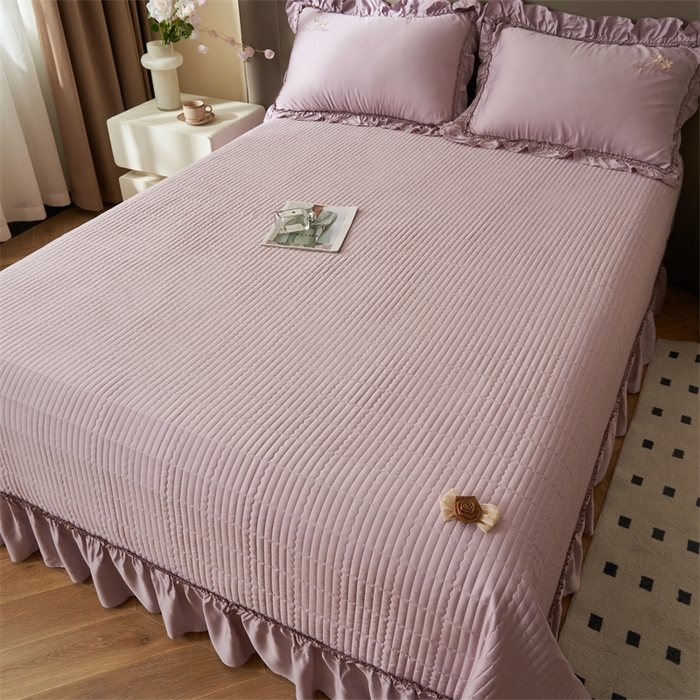 91家纺网 家纺一手货源 找家纺 恒爱家纺  2025新款莫代尔柔情似水多功能夏被床盖四件套			 			 香芋紫