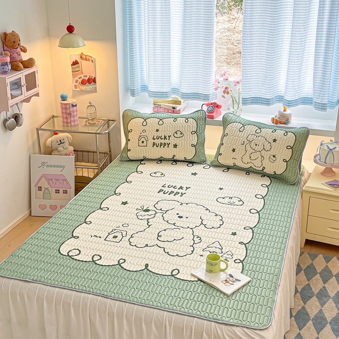 91家纺网 家纺一手货源 找家纺 川悦生活 2025新款大阪凉感丝凉席 小屋奶狗