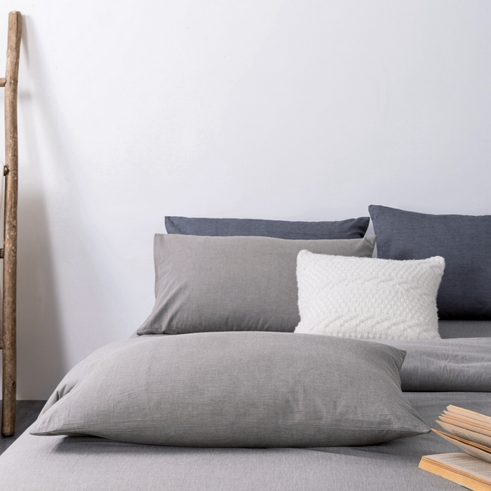 91家纺网 家纺一手货源 找家纺 玖弘家居 2025新款水洗棉单被套 浅灰