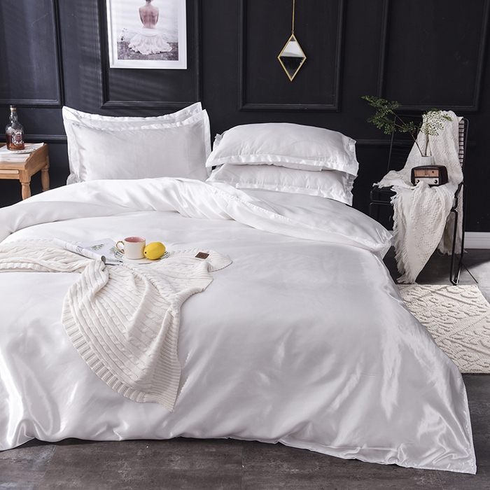 91家纺网 家纺一手货源 找家纺 经年 2025年特价款丝绸水洗冰丝四件套-四件套 直播爆款 纯白