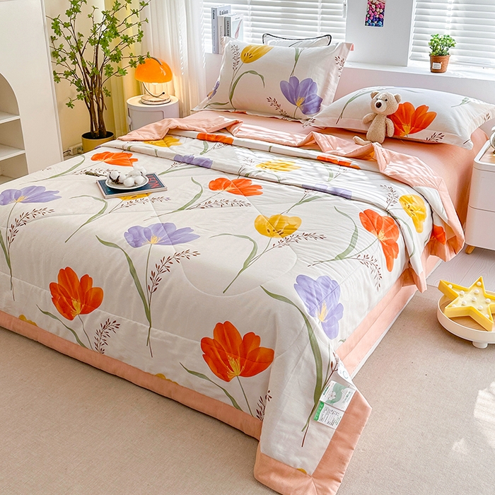 91家纺网 家纺一手货源 找家纺 欧夏家纺 2025新款里外全棉印花夏被100%新疆棉花 阑珊