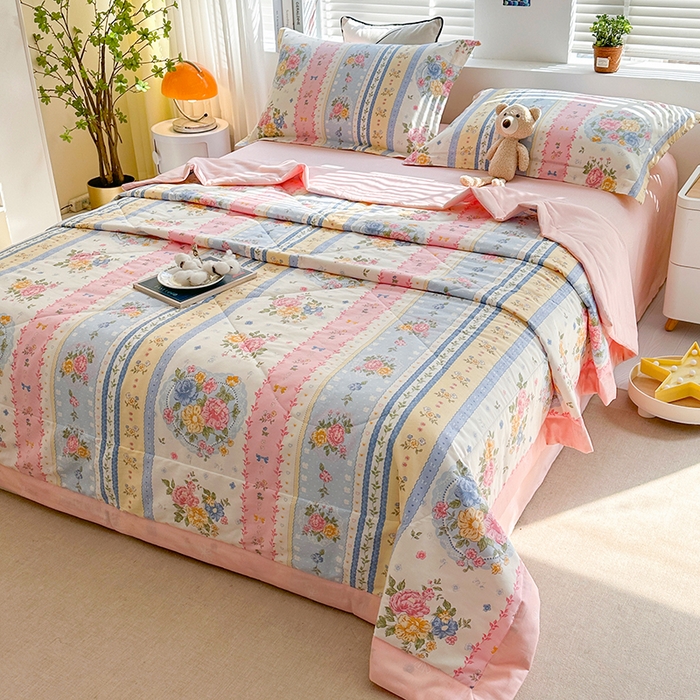 91家纺网 家纺一手货源 找家纺 欧夏家纺 2025新款里外全棉印花夏被100%新疆棉花 小资派