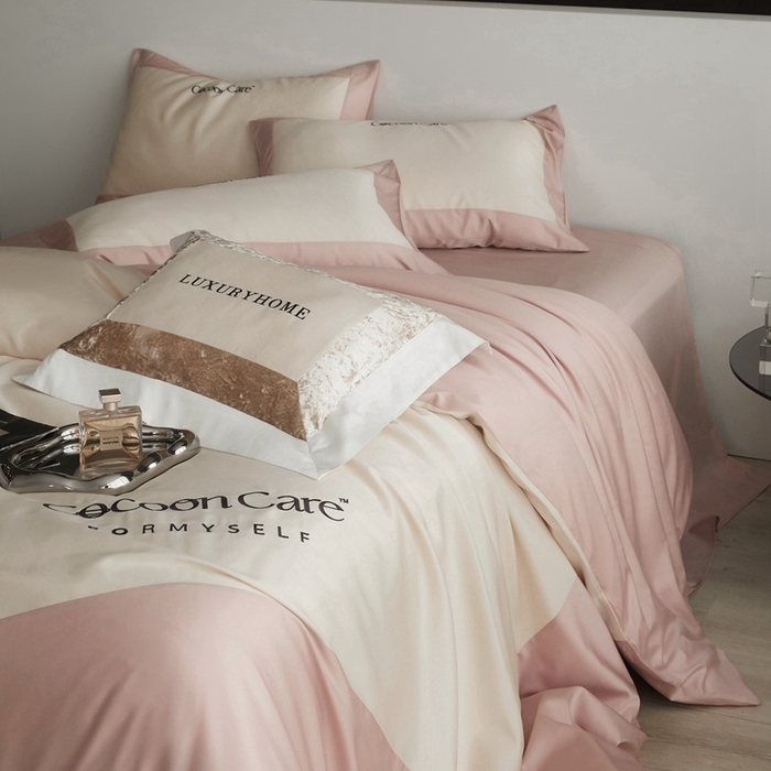 91家纺网 家纺一手货源 找家纺 金奇达2025新款【洛伊】-茧养莱赛尔四件套（标准号全网控价（折后券后）不低于258元） 洛伊-奶昔粉