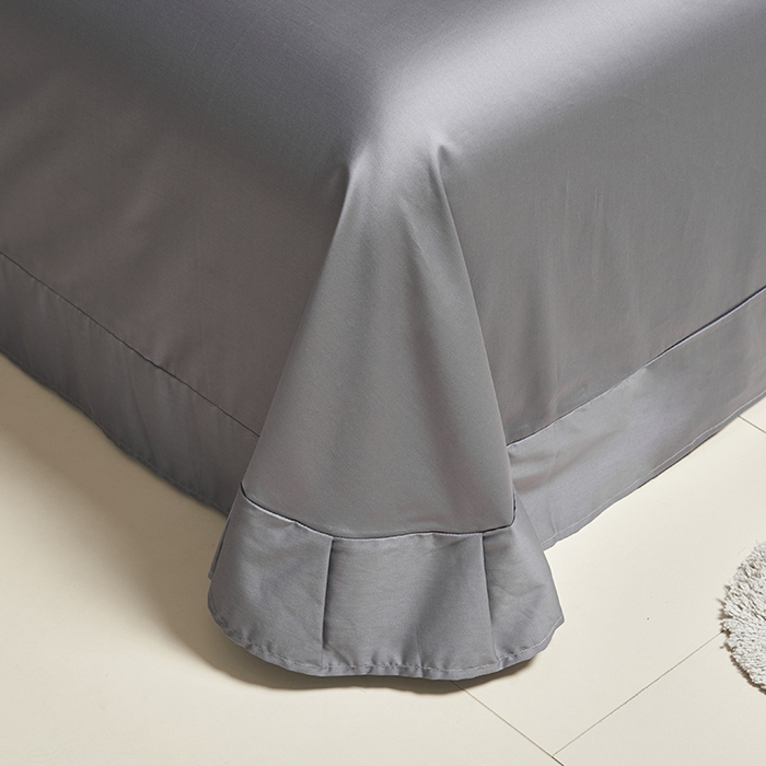 91家纺网 家纺一手货源 找家纺 闲鱼家纺 2025新款亲肤舒适60S黑标A类全棉纯色四件套单被套单床笠-风格一 远山灰