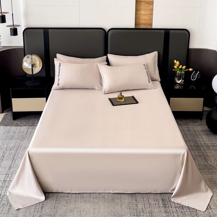 91家纺网 家纺一手货源 找家纺 纽缦家纺 2025新款纯色提花冰丝系列床单单件-单床单 奶茶棕