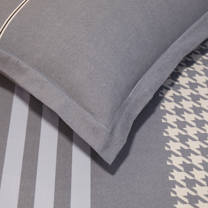 91家纺网 家纺一手货源 找家纺 简约家纺 2025新款全棉磨毛印花单品枕套 海派绅士 灰