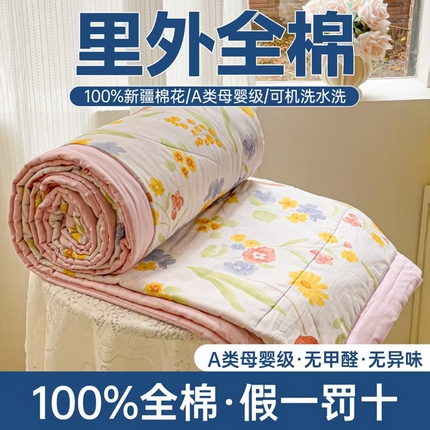 91家纺网 家纺一手货源 找家纺 （总）初相识被业 2025新款里外全棉夏被棉花夏被四件套印花夏凉被空调被