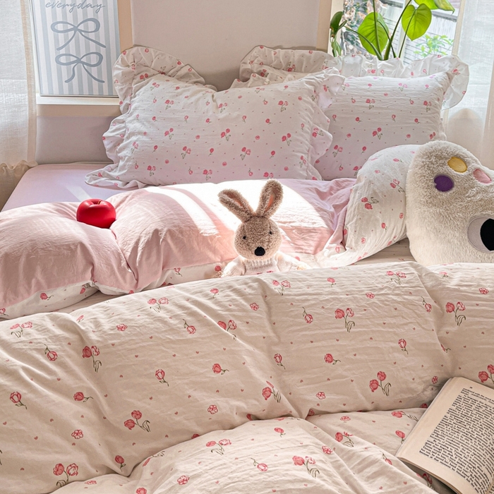 91家纺网 家纺一手货源 找家纺 雨帆家纺2025新款水洗棉印花四件套 花香四季