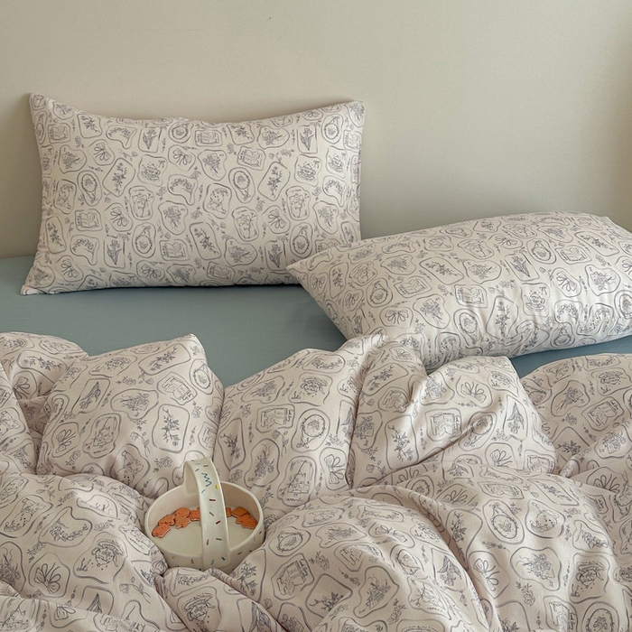 91家纺网 家纺一手货源 找家纺 塞纳 2026新款.全棉有氧双层纱四件套-场景二-浪漫主义-兰