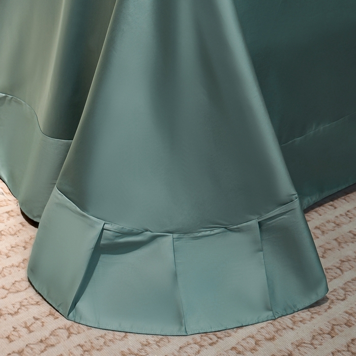 91家纺网 家纺一手货源 找家纺 氧家2025新款60支全棉贡缎纯色四件套 松石绿