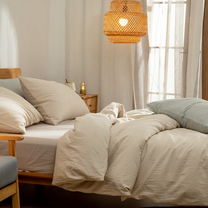 91家纺网 家纺一手货源 找家纺 玖弘家居 2025新款水洗棉单被套 米密条