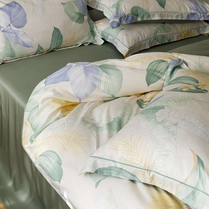 91家纺网 家纺一手货源 找家纺 金奇达2025新款【休闲午后】-轻氧水光莱赛尔四件套（标准号全网控价（折后券后）不低于258） 花悦吟兰