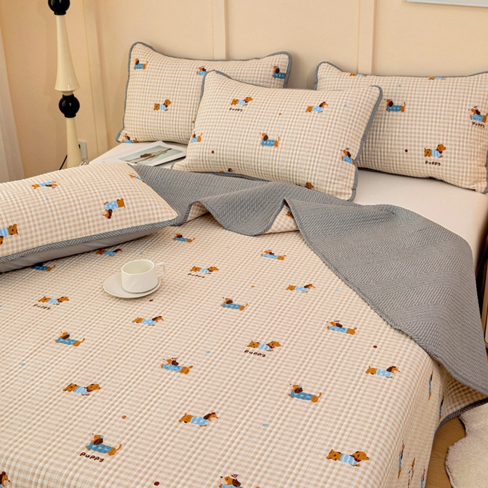 91家纺网 家纺一手货源 找家纺 情煊家纺 2025新款双面全棉夹棉枕套 俏皮狗