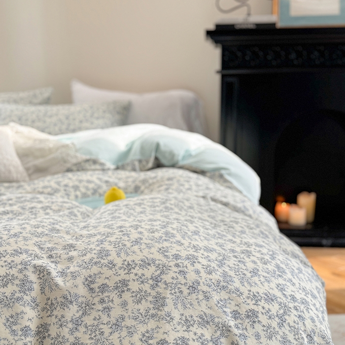 91家纺网 家纺一手货源 找家纺 2025新款全棉有氧双层纱四件套-碎花系列 悠然南山