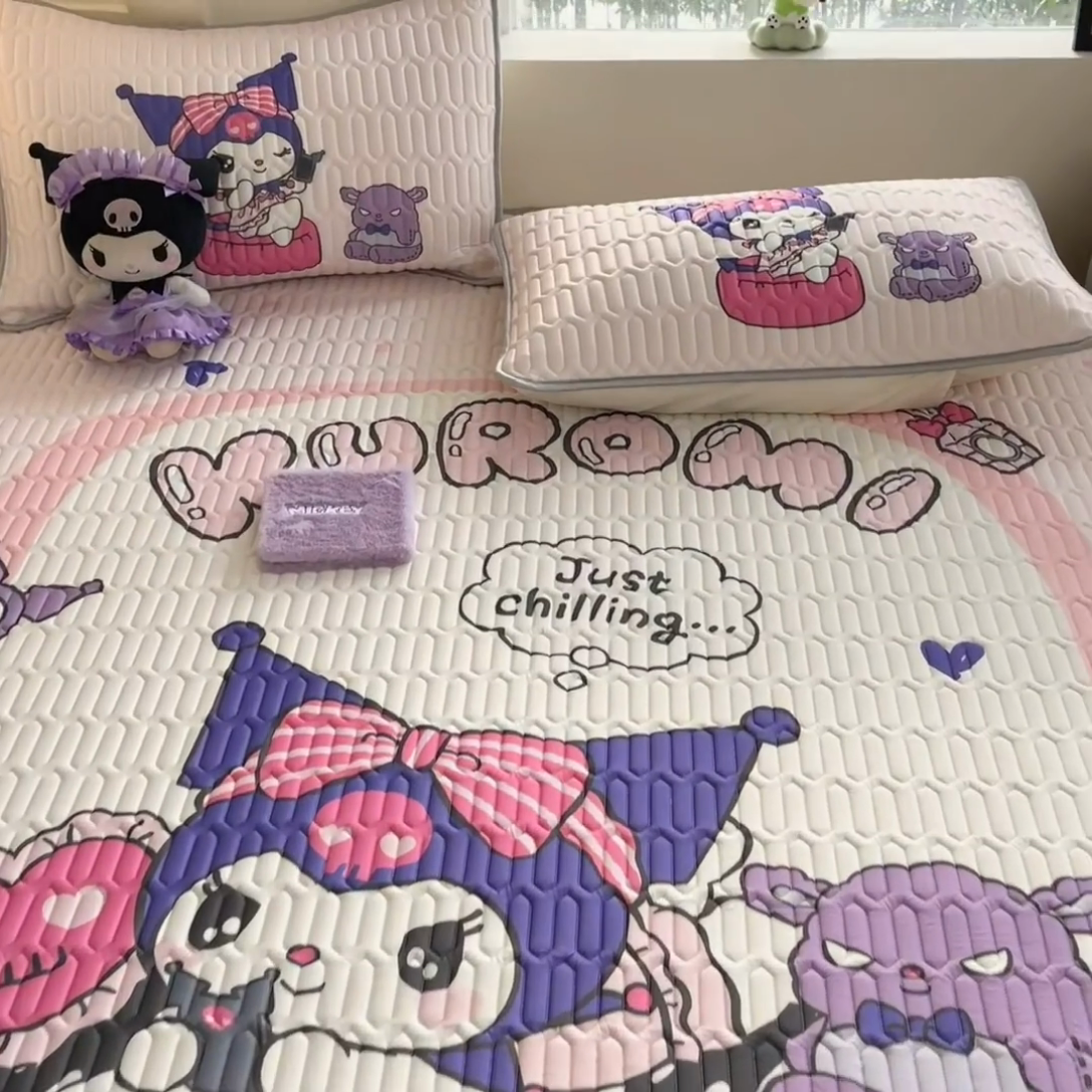 91家纺网 家纺一手货源 找家纺 金爱家 2025新款正版三丽鸥凉感乳胶凉席 贪玩库洛米