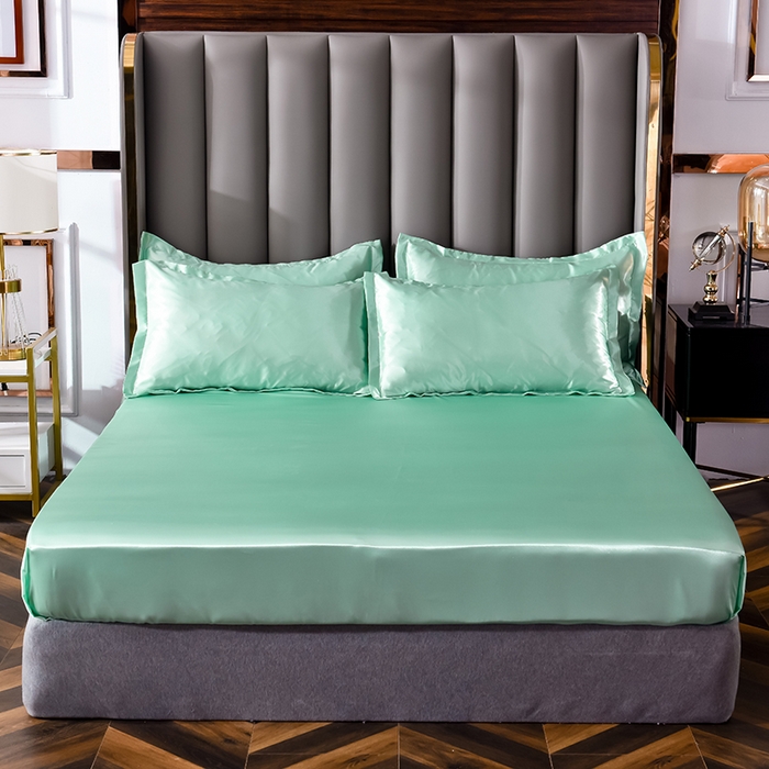 91家纺网 家纺一手货源 找家纺 经年 2025年特价款丝绸水洗冰丝四件套-单被套 直播爆款 草绿