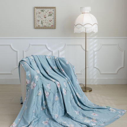 91家纺网 家纺一手货源 找家纺 棉生活家纺 2025新款春夏莫代尔天丝夏被 洛神蓝