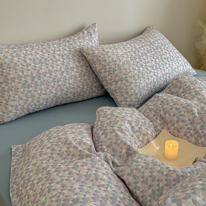 91家纺网 家纺一手货源 找家纺 塞纳 2026新款.全棉有氧双层纱四件套-场景二-赛琳娜-兰