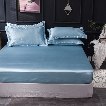 经年 2025年特价款丝绸水洗冰丝四件套-单床笠 直播爆款 浅蓝