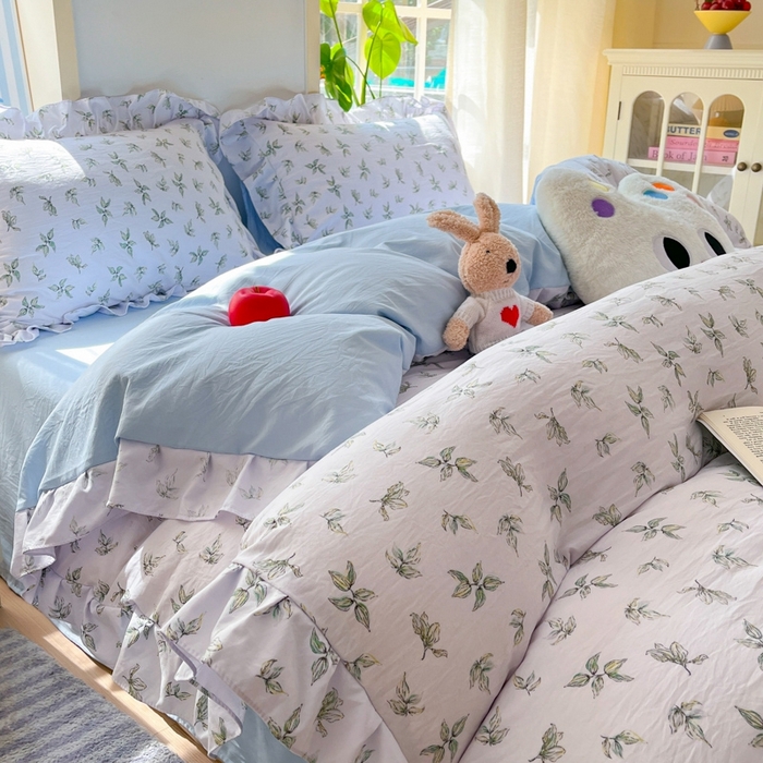 91家纺网 家纺一手货源 找家纺 雨帆家纺2025新款水洗棉印花四件套 夏日风情