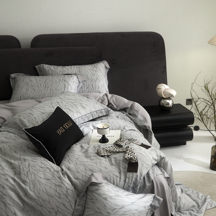 91家纺网 家纺一手货源 找家纺 金奇达2025新款【盛夏流年】-茧养莱赛尔四件套（标准号全网控价（折后券后）不低于258元） 梵高-洛根灰