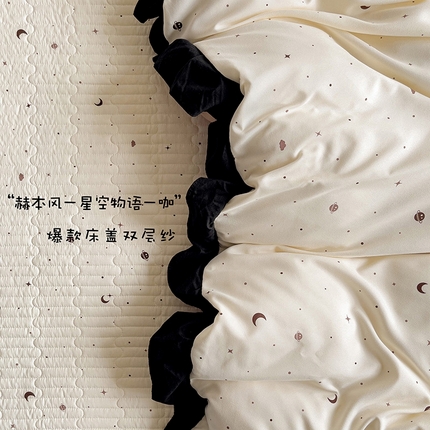 91家纺网 家纺一手货源 找家纺 （总）富米莱（原臻工厂）2025新款A类针织双层纱赫本风床盖四件套