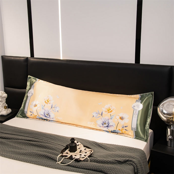 91家纺网 家纺一手货源 找家纺 梦舒羽 2025新款可水洗冰丝双人枕套凉爽情侣枕头套枕芯套 暗香