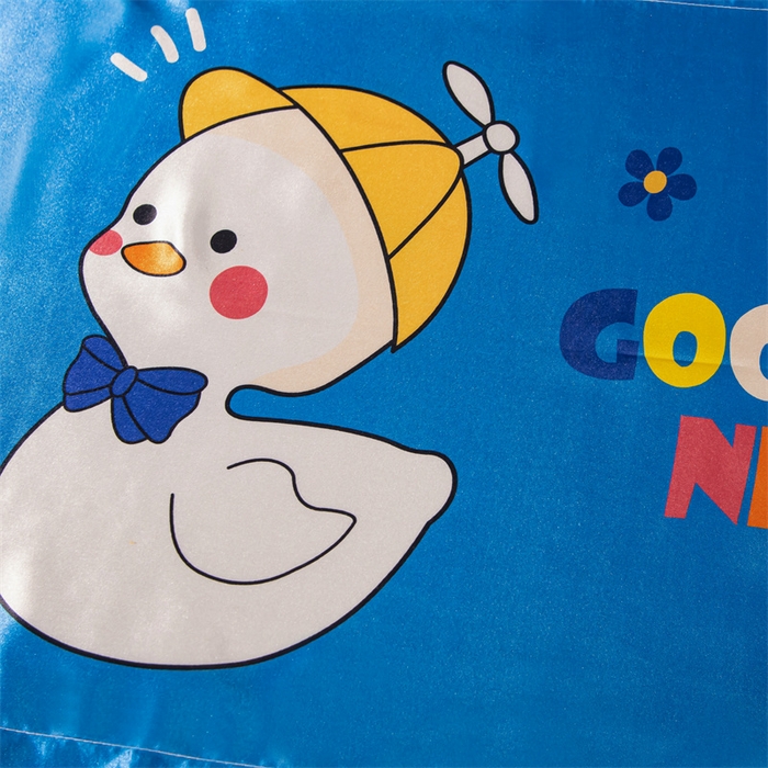 91家纺网 家纺一手货源 找家纺 梦舒羽 2025新款可水洗冰丝卡通枕套宿舍48x74cm单人凉爽枕头套 萌小鸭