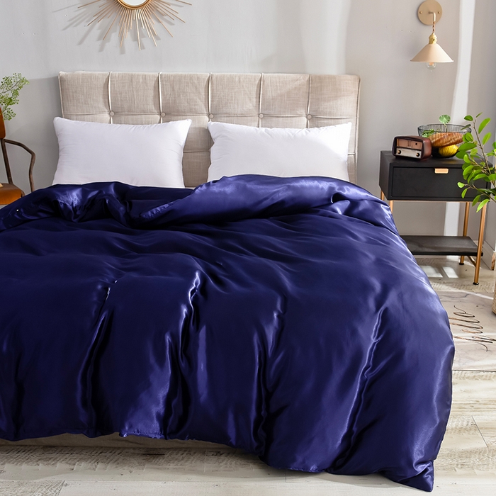 91家纺网 家纺一手货源 找家纺 经年 2025年特价款丝绸水洗冰丝四件套-单被套 直播爆款 深蓝