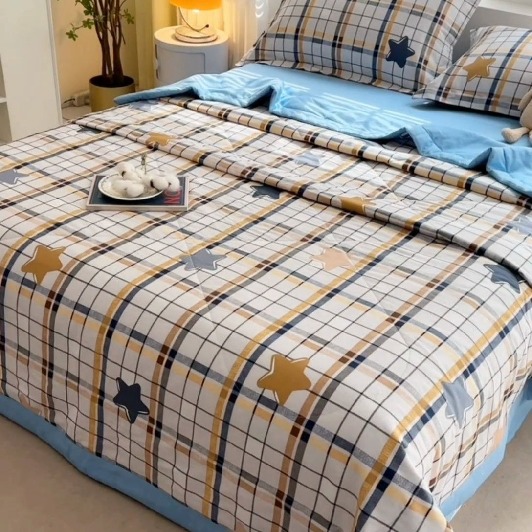 91家纺网 家纺一手货源 找家纺 欧夏家纺 2025新款里外全棉印花夏被100%新疆棉花 格调