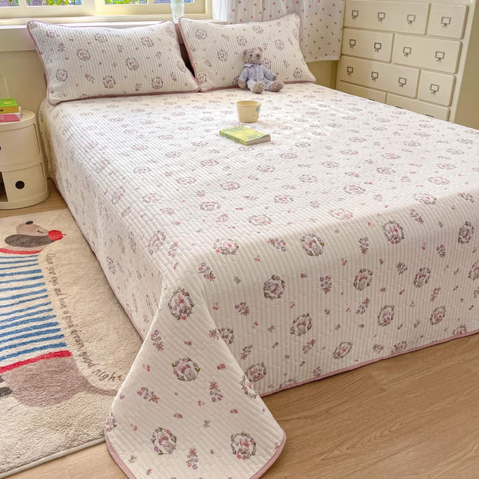 91家纺网 家纺一手货源 找家纺 857家居 2025新款针织双层纱床盖三件套 梦乐