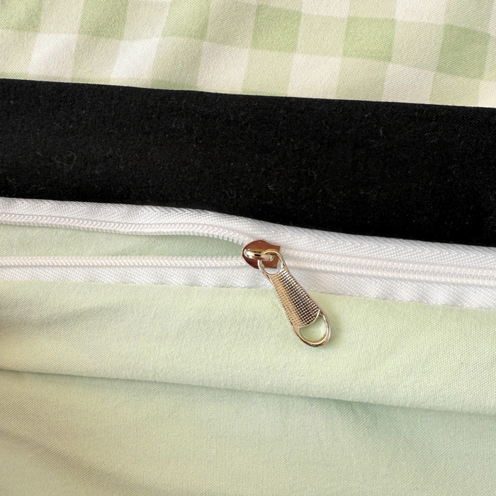 91家纺网 家纺一手货源 找家纺 米可2025新款水洗棉绣花花边款四件套 蝴蝶结-绿