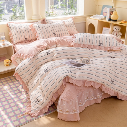 91家纺网 家纺一手货源 找家纺 （总）珍爱家纺 2025直播热款A类针织双层纱床盖四件套ab版纯色床盖