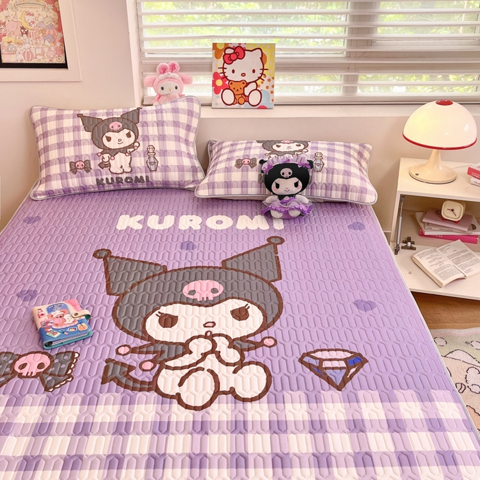 91家纺网 家纺一手货源 找家纺 金爱家 2025新款正版三丽鸥凉感乳胶凉席 钻石库洛米