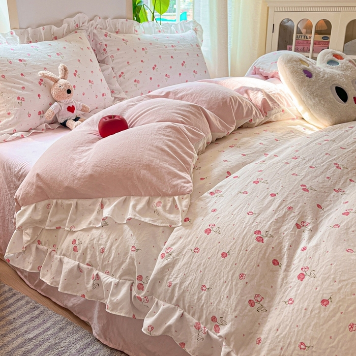 91家纺网 家纺一手货源 找家纺 雨帆家纺2025新款水洗棉印花四件套 花香四季