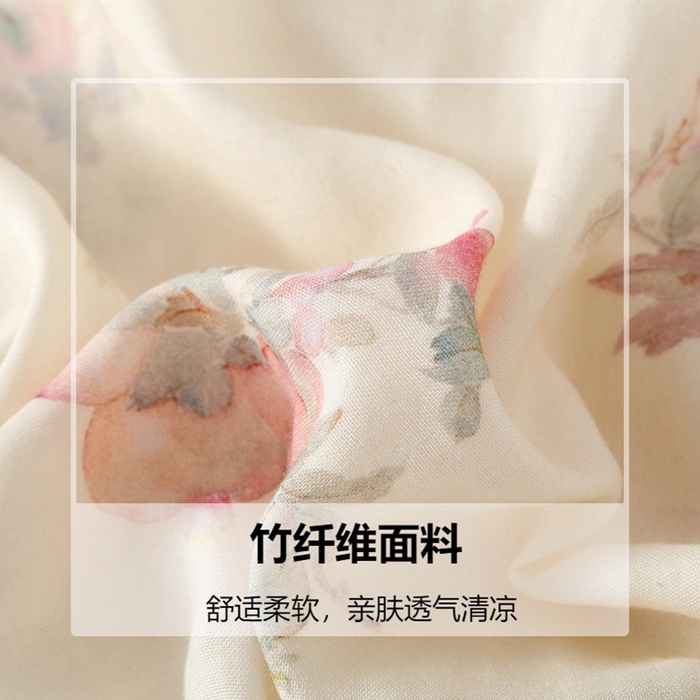 91家纺网 家纺一手货源 找家纺 洛兰沙家居馆【只代发】【只代发】 2025新款国风竹纤维鸟语花香春夏女睡衣大码长袖长裤自带凉感休闲套装 ls1304