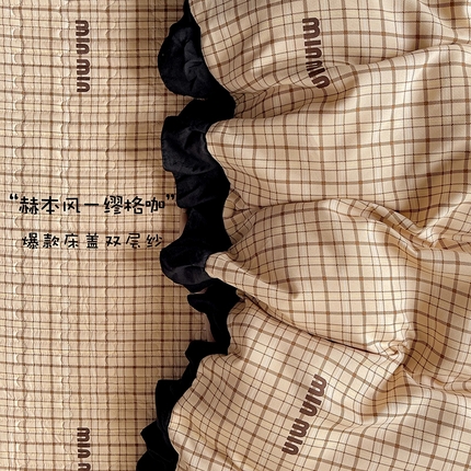 91家纺网 家纺一手货源 找家纺 （总）富米莱（原臻工厂）2025新款A类针织双层纱赫本风床盖四件套