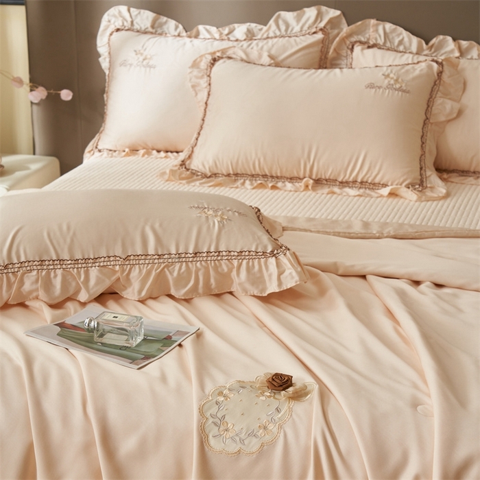 91家纺网 家纺一手货源 找家纺 恒爱家纺  2025新款莫代尔柔情似水多功能夏被床盖四件套			 			 美人玉