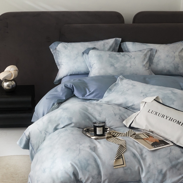 91家纺网 家纺一手货源 找家纺 金奇达2025新款【盛夏流年】-茧养莱赛尔四件套（标准号全网控价（折后券后）不低于258元） 墨尔本-星空蓝