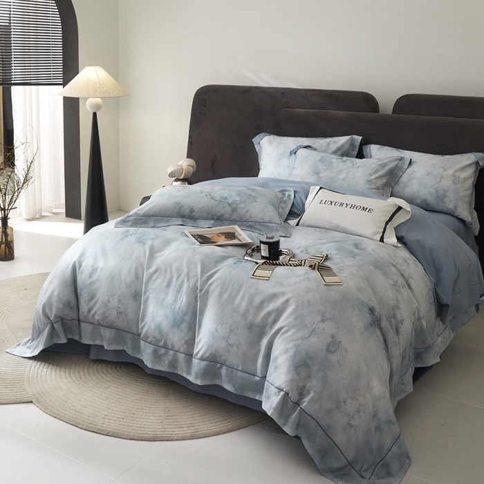 91家纺网 家纺一手货源 找家纺 金奇达2025新款【盛夏流年】-茧养莱赛尔四件套（标准号全网控价（折后券后）不低于258元） 墨尔本-星空蓝