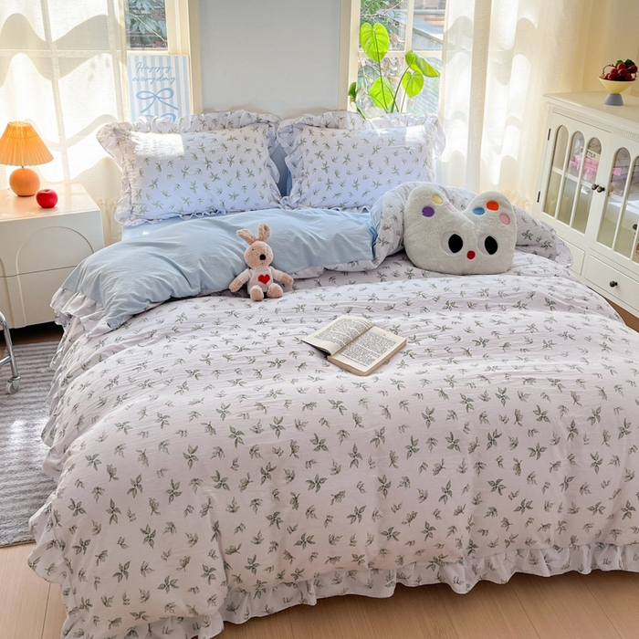 91家纺网 家纺一手货源 找家纺 雨帆家纺2025新款水洗棉印花四件套 夏日风情