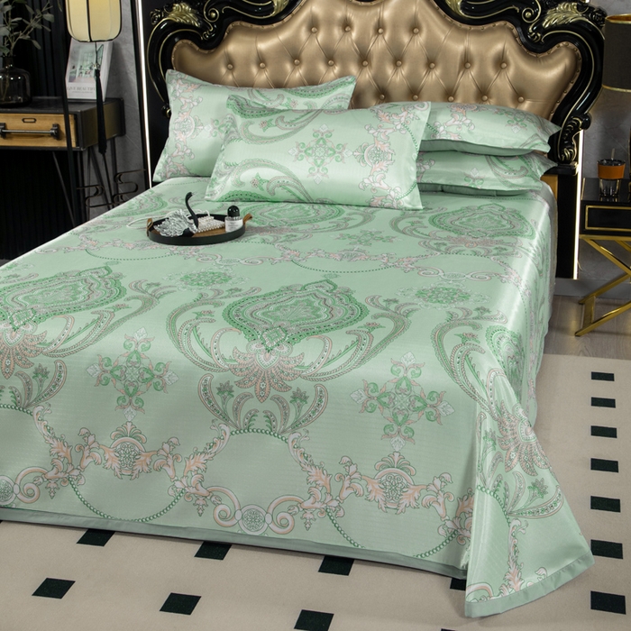 91家纺网 家纺一手货源 找家纺 肖恩毯业 2025新款印花斜纹冰丝席三件套 晚风来信