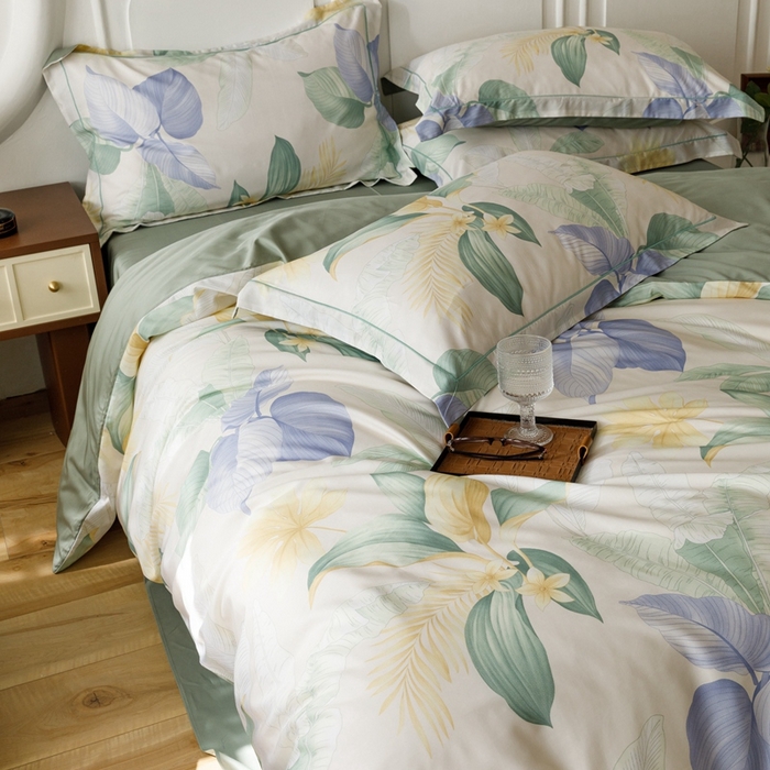 91家纺网 家纺一手货源 找家纺 金奇达2025新款【休闲午后】-轻氧水光莱赛尔四件套（标准号全网控价（折后券后）不低于258） 花悦吟兰