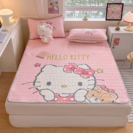 91家纺网 家纺一手货源 找家纺 金爱家 2025新款正版三丽鸥凉感乳胶凉席 布偶kt