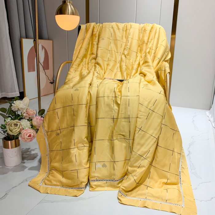 91家纺网 家纺一手货源 找家纺 棉生活家纺 2025新款春夏莫代尔天丝夏被 卡洛特-黄