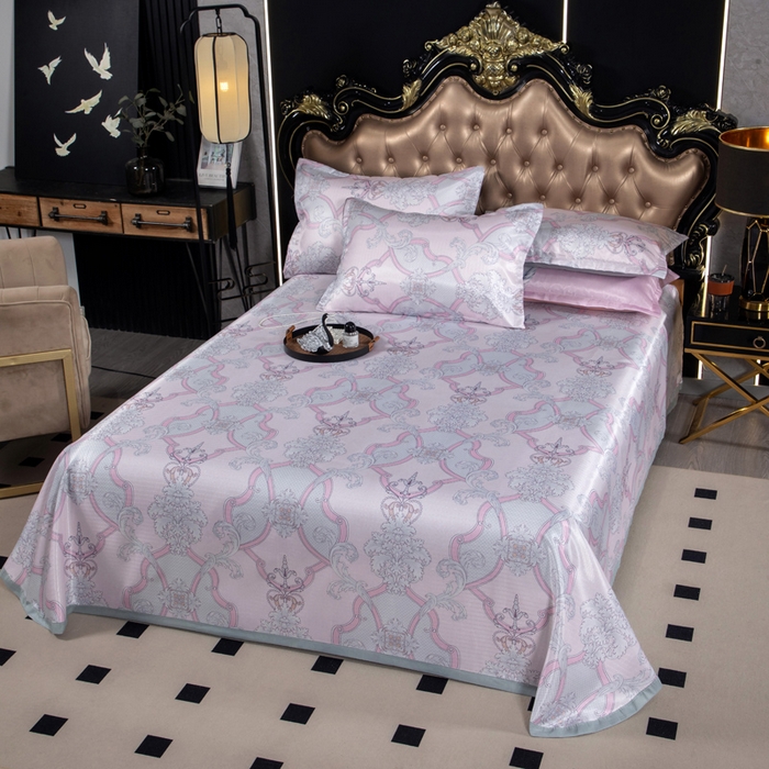 91家纺网 家纺一手货源 找家纺 肖恩毯业 2025新款印花斜纹冰丝席三件套 月落星沉