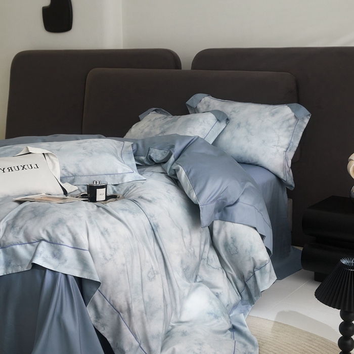 91家纺网 家纺一手货源 找家纺 金奇达2025新款【盛夏流年】-茧养莱赛尔四件套（标准号全网控价（折后券后）不低于258元） 墨尔本-星空蓝